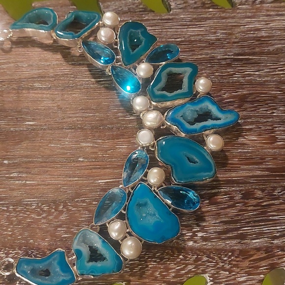 Stunning Solar Agate Druzy Statement Necklace - Picture 3 of 6